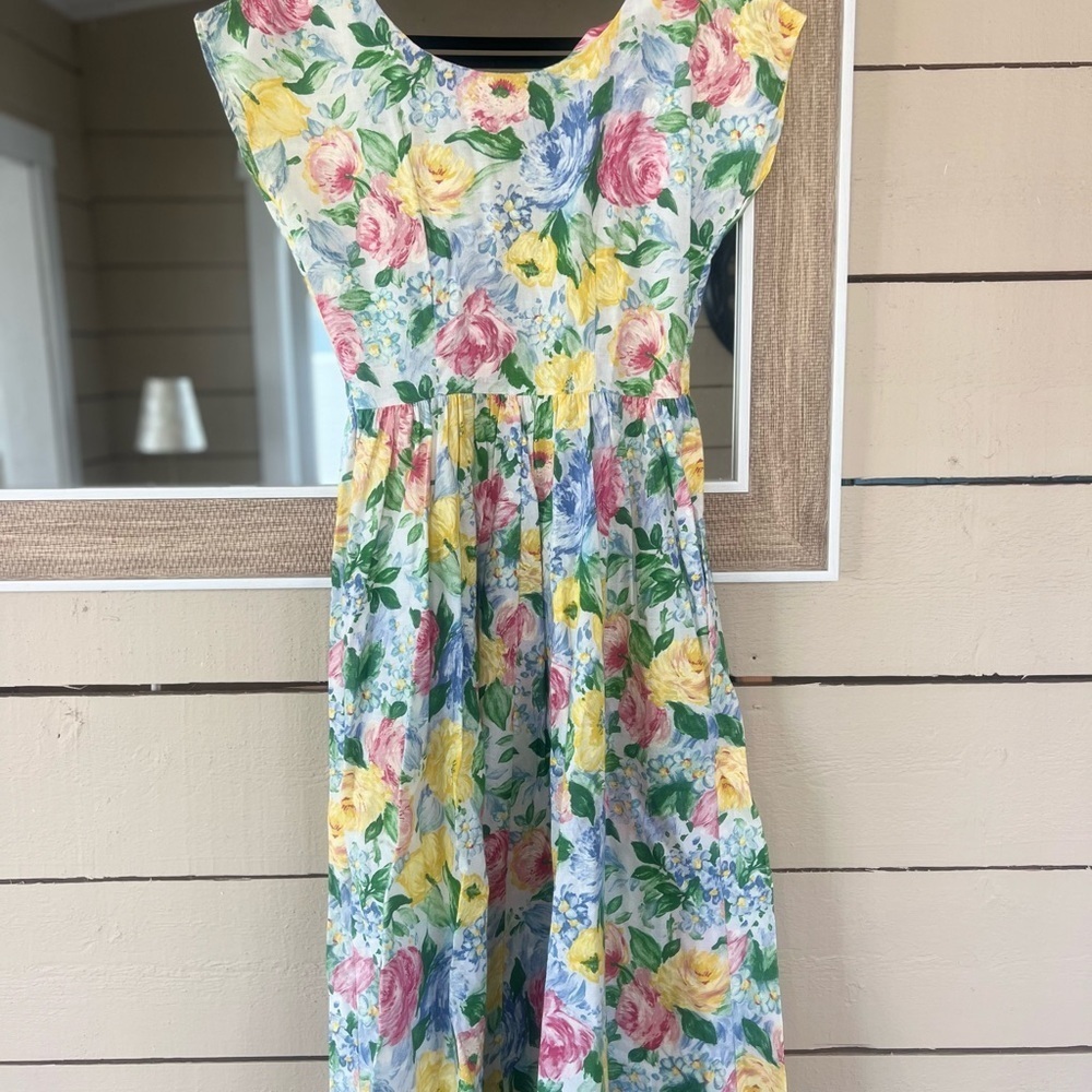 Willow Ridge Vintage Floral Dress with Yellow and Pink Accents - Picture 5 of 7